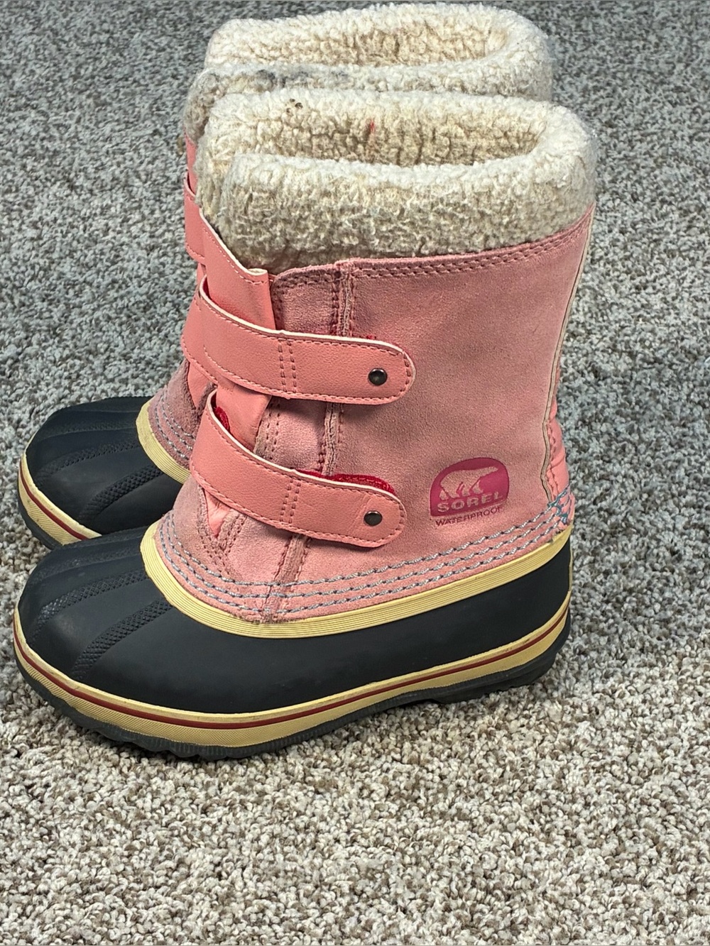 Sorel Kids Pink and Black Waterproof Winter Boot